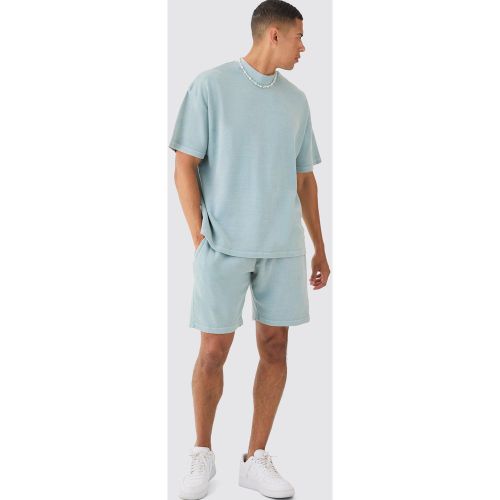 Ensemble oversize délavé en tissu gaufré - L - Boohooman - Modalova
