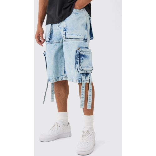 Bermuda en jean à poches cargo - 32 - Boohooman - Modalova