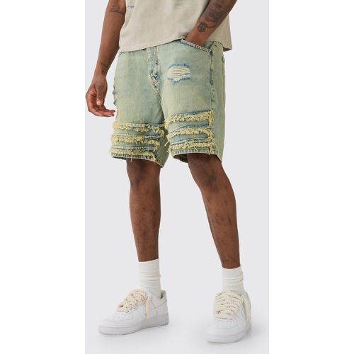 Short large en jean à déchirures - 30 - Boohooman - Modalova