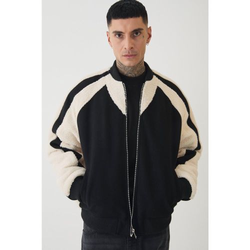 Tall - Bomber feutré à écusson et empiècement en polaire - S - Boohooman - Modalova