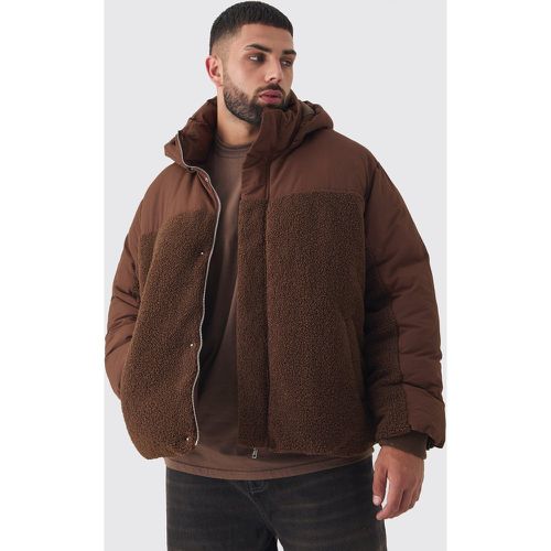 Grande taille - Manteau matelassé en polaire et nylon homme - XXXL - Boohooman - Modalova