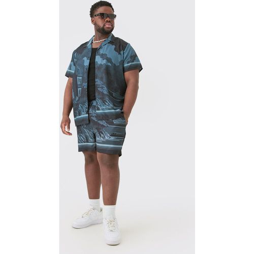 Grande taille - Ensemble à imprimé paysage avec chemise et short homme - XXXL - Boohooman - Modalova