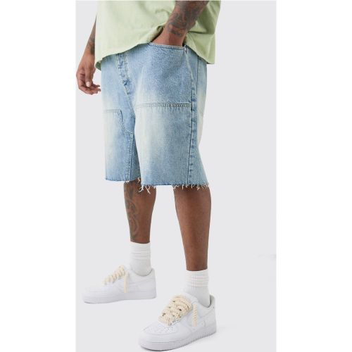 Grande taille - Short charpentier en jean délavé - 38 - Boohooman - Modalova