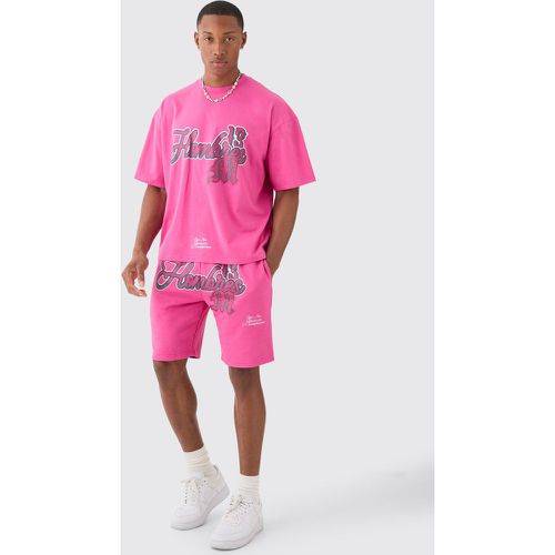 Ensemble oversize imprimé avec t-shirt et short - M - Boohooman - Modalova