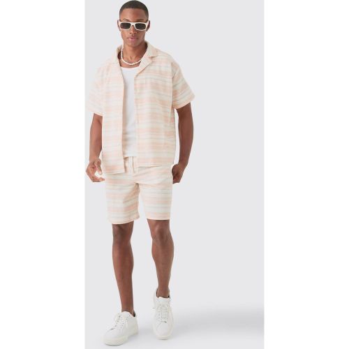 Ensemble rayé avec chemise à manches courtes et short - M - Boohooman - Modalova