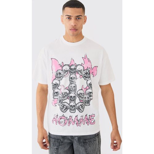 T-shirt oversize imprimé crâne - S - Boohooman - Modalova