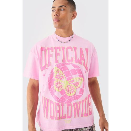 T-shirt oversize délavé imprimé - L - Boohooman - Modalova