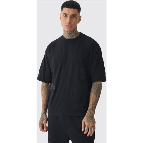 Tall - T-shirt oversize à écusson cachemire - S - Boohooman - Modalova