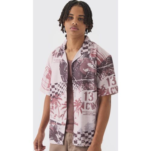 Chemise oversize à imprimé moto - S - Boohooman - Modalova