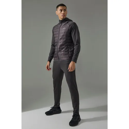 Man Active Quilted Hoodie and Tapered Jogger - M - Boohooman - Modalova