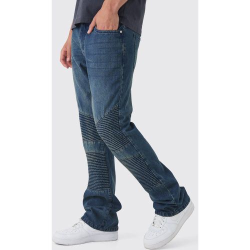 Jean slim flare biker en denim à empiècements - 28R - Boohooman - Modalova