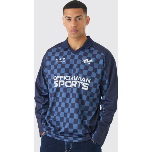 Top de football oversize à carreaux et manches longues - Official - L - Boohooman - Modalova