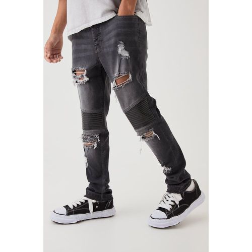 Jean biker skinny à bords bruts - 28R - Boohooman - Modalova