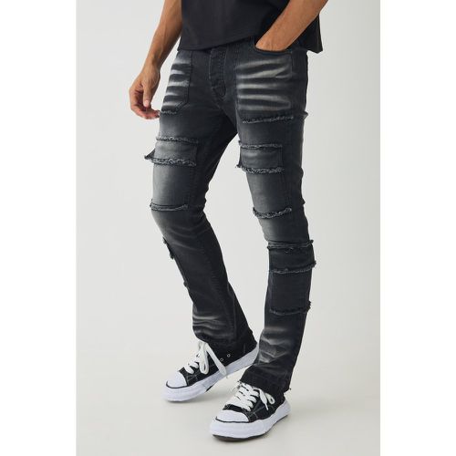 Jean flare cargo skinny à coutures apparentes homme - 28R - Boohooman - Modalova