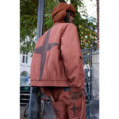 Bomber oversize en jean à écusson étoile - XL - Boohooman - Modalova