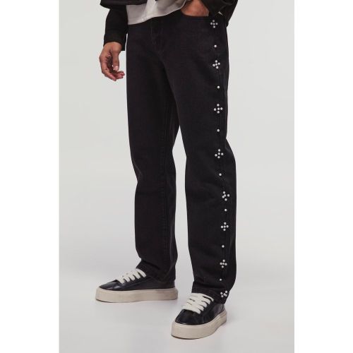 Jean droit à perles croisées - 30R - Boohooman - Modalova