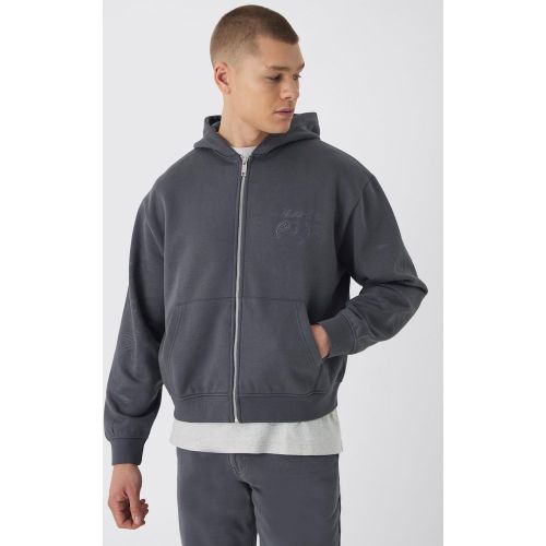 Sweat à capuche oversize zippé à imprimé cachemire homme - XS - Boohooman - Modalova