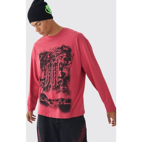 T-shirt oversize imprimé à manches longues - L - Boohooman - Modalova