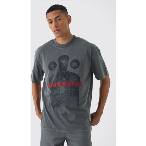 T-shirt oversize délavé imprimé - S - Boohooman - Modalova