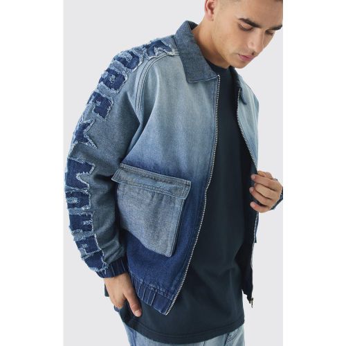 Bomber oversize en jean à écusson étoile - S - Boohooman - Modalova