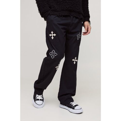 Tall - Pantalon large à écusson croisé - 30 - Boohooman - Modalova