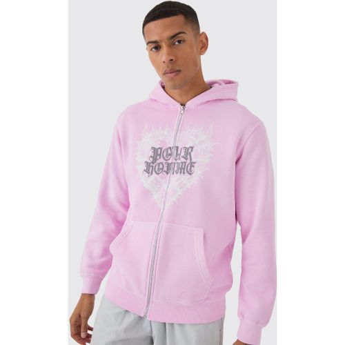 Sweat à capuche zippé à imprimé cœur - L - Boohooman - Modalova