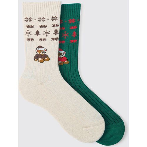 Pack Teddy Bear Christmas Socks - ONE SIZE - Boohooman - Modalova