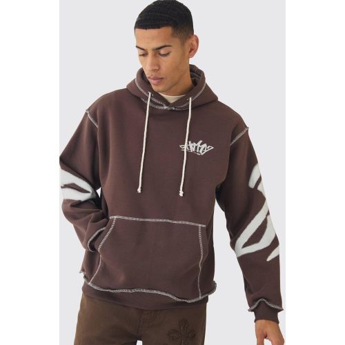 Sweat à capuche oversize en corde à imprimé graffiti - MAN - L - Boohooman - Modalova