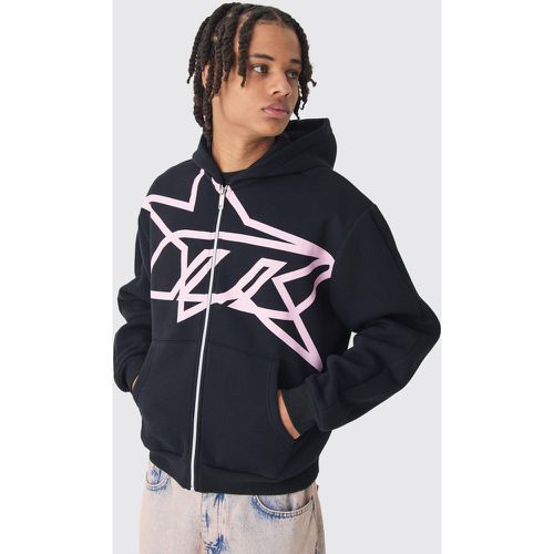 Sweat à capuche oversize zippé à imprimé étoiles - XL - Boohooman - Modalova