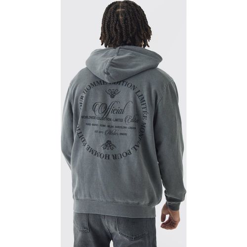 Sweat à capuche zippé délavé - Official - S - Boohooman - Modalova