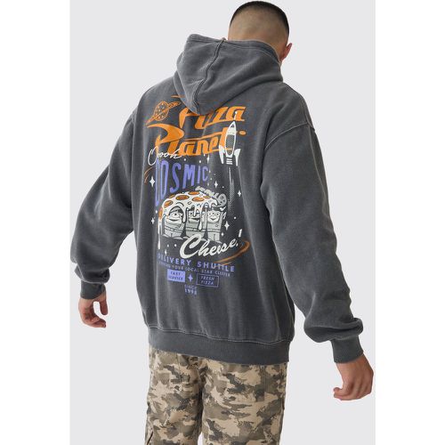 Sweat à capuche oversize délavé à imprimé Toy Story Pizza Planet homme - S - Boohooman - Modalova