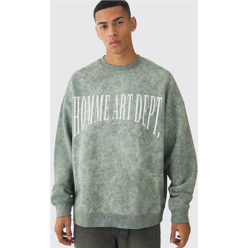 Sweat oversize délavé imprimé - M - Boohooman - Modalova