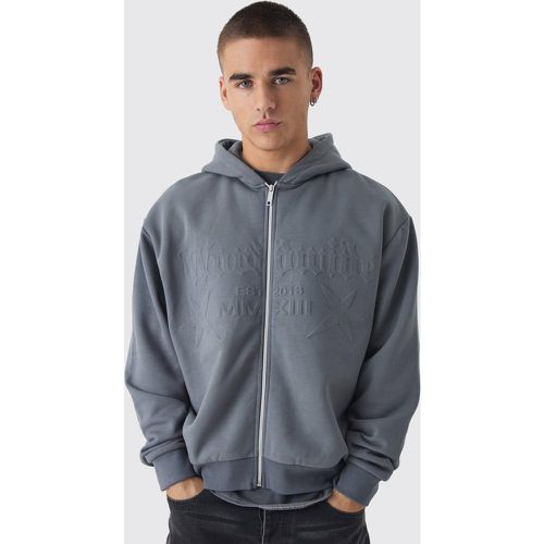 Sweat à capuche oversize zippé à imprimé Worldwide homme - S - Boohooman - Modalova