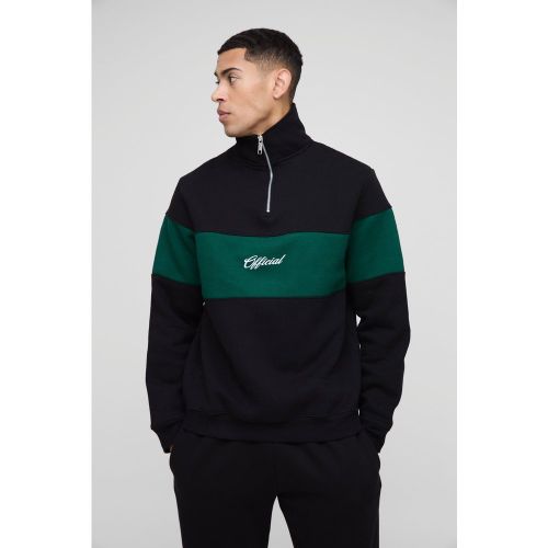 Sweat oversize zippé color block - MAN - S - Boohooman - Modalova