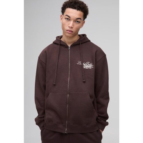 Sweat à capuche oversize zippé à broderie BM - S - Boohooman - Modalova