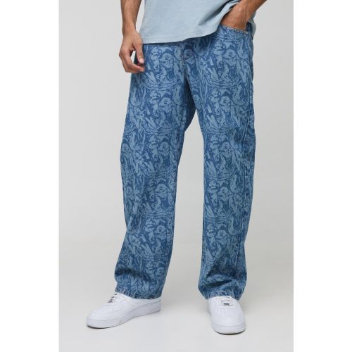 Jean large en denim imprimé - 28R - Boohooman - Modalova