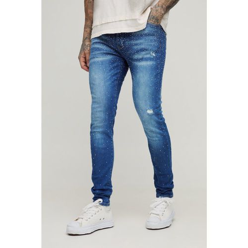 Tall - Jean skinny stretch à strass - 30 - Boohooman - Modalova