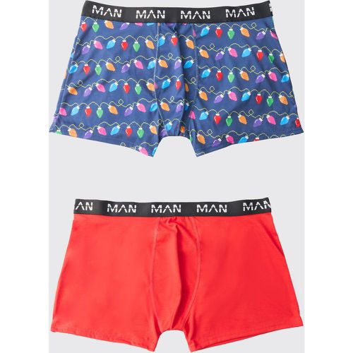 Grande taille - Lot de 2 boxers guirlandes de Noël - MAN - XXXL - Boohooman - Modalova