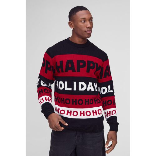 Pull de Noël habillé à slogan Happy Holidays - S - Boohooman - Modalova