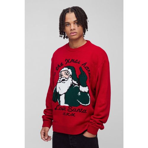 Pull de Noël oversize à imprimé Love Santa - XS - Boohooman - Modalova