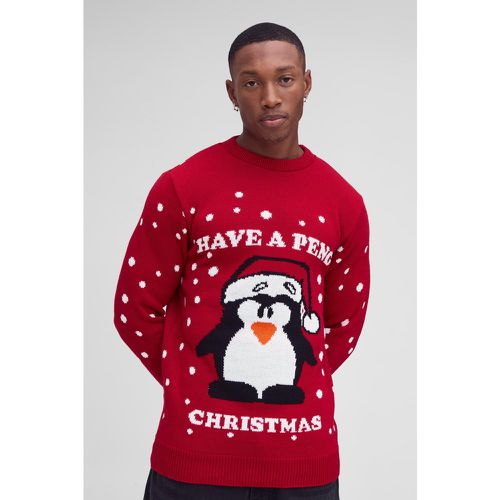 Pull de Noël à imprimé Peng - S - Boohooman - Modalova