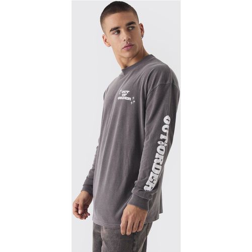 T-shirt oversize délavé à manches longues - S - Boohooman - Modalova