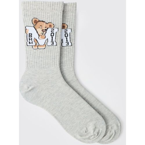Chaussettes de sport universitaire à imprimé ours en peluche - ONE SIZE - Boohooman - Modalova