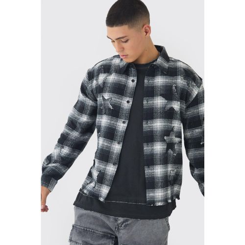 Chemise oversize à carreaux et écusson - L - Boohooman - Modalova
