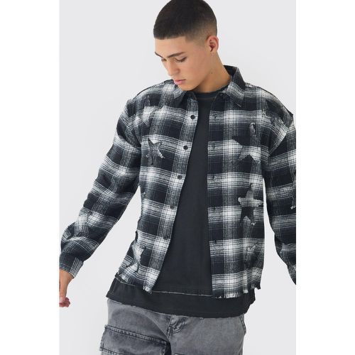 Chemise oversize à carreaux et écusson - S - Boohooman - Modalova