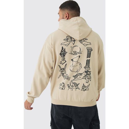 Grande taille - Sweat à capuche oversize à imprimé patchwork - XXXXL - Boohooman - Modalova