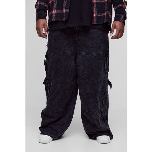 Grande taille - Pantalon cargo baggy délavé à poches multiples - 38 - Boohooman - Modalova