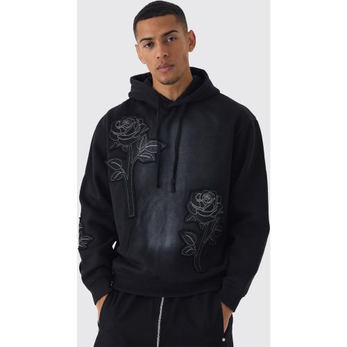 Sweat à capuche oversize délavé à imprimé graffiti - M - Boohooman - Modalova
