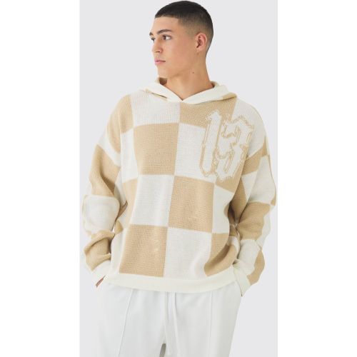 Sweat à capuche oversize en maille à motif jacquard - S - Boohooman - Modalova