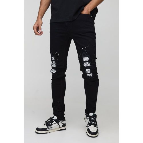 Jean skinny déchiré et réparé à motif bandana - 36R - Boohooman - Modalova